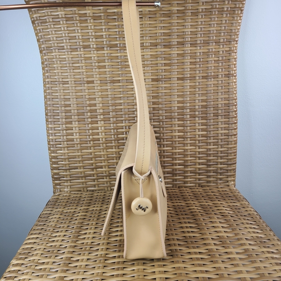 Monsac Original Handbag Purse Shoulder Bag Beige Genuine Leather - Picture 10 of 16